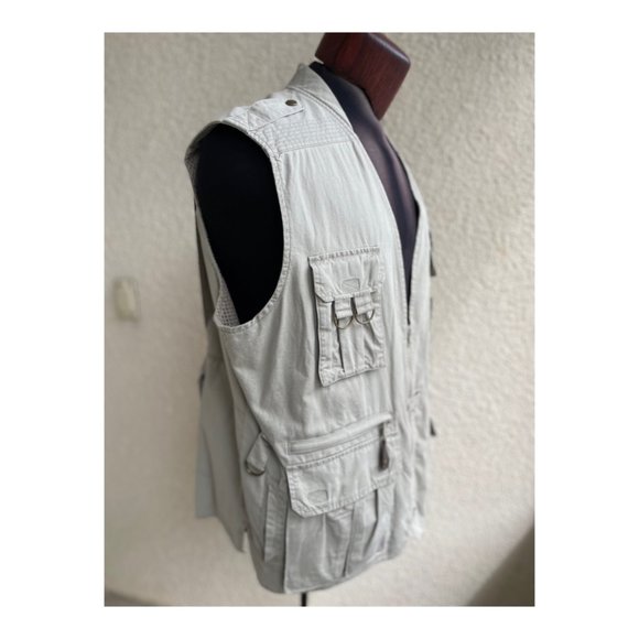 Lands End Men's Utility Vest Active Safari Field Fishing Travel Sz L Tan Khaki - Picture 3 of 12